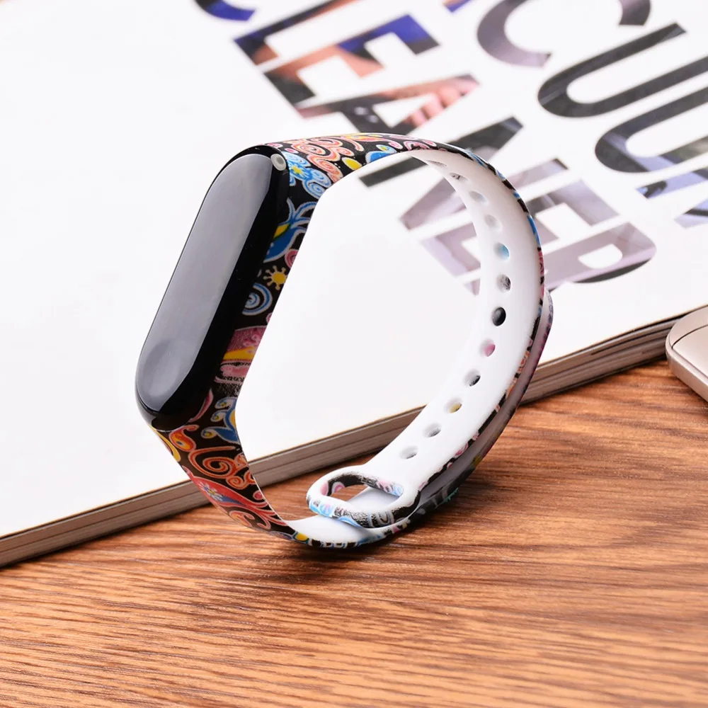 Для mi band 3 4 ремешок с принтом силиконовый ремешок на запястье для xiaomi mi band 3 Replacemet Камуфляжный браслет для mi band 3 браслет