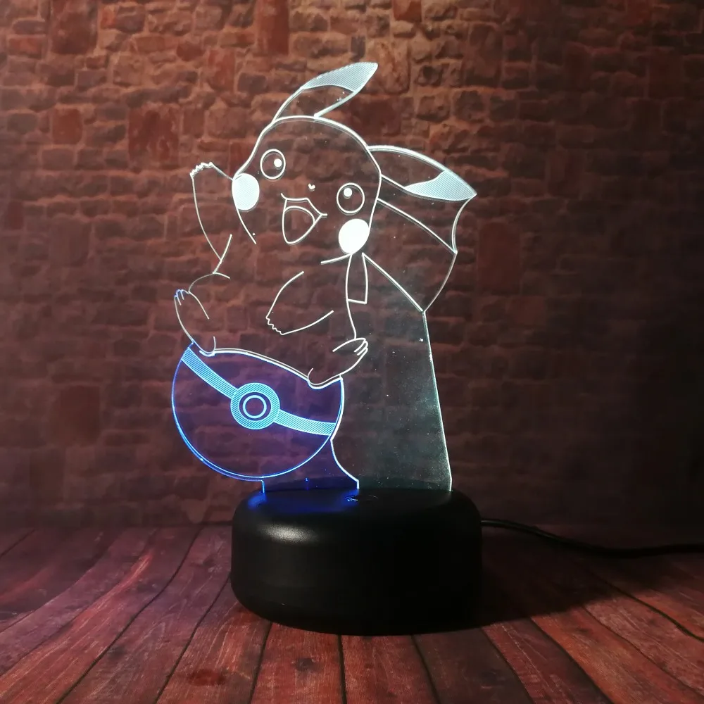 Amroe 3D Pokemon Action Pikachu Pocket Monsters двойной микс 7 цветов светодиодный Ночной светильник