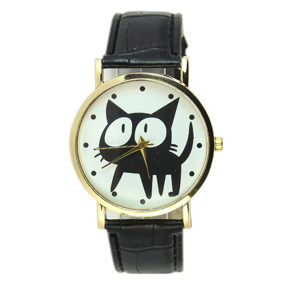 Женские Модные часы cat шаблон кожаный ремешок аналоговые кварцевые Бизнес