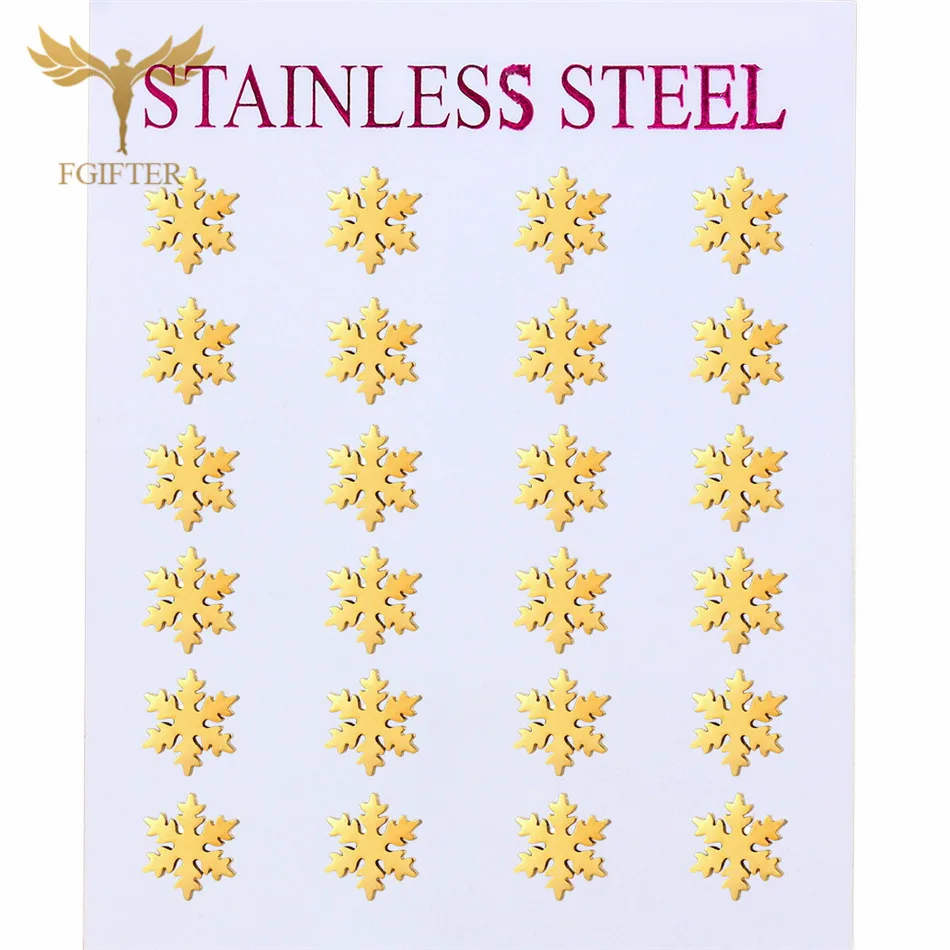 

Classic Snowflake Earrings Wholesale Stainless Steel Earring Stud Ear Piercing Jewelry Winter Christmas Ornaments Gifts
