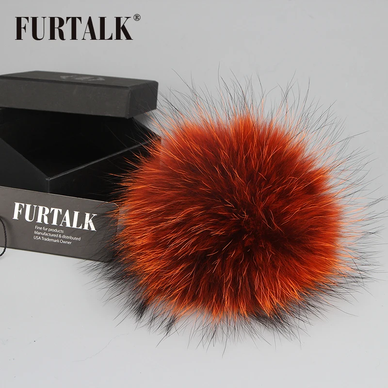 FURTALK натуральный меховой пумпон из меха енота на помпон шапки|raccoon pom|raccoon pom pompom |