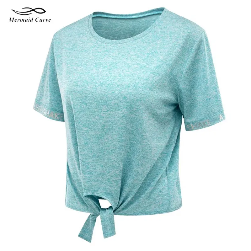 Женская спортивная рубашка для йоги укороченная Облегающая с короткими рукавами