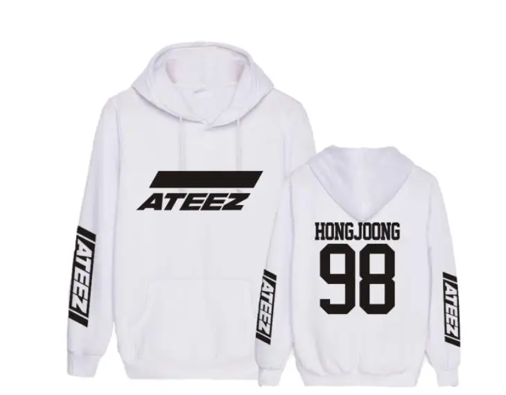 Kpop ateez имя члена печать черный/белый пуловер свободные толстовки унисекс k-поп руно ateez Толстовка для на осень-зиму