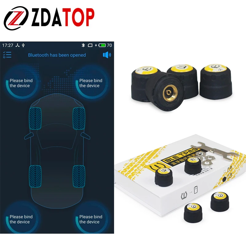 4 шт. датчики TPMS Bluetooth 4,0 Автомобильный внешний TPMS контроль давления в шинах BLE TPMS низкое энергопотребление для Android и IOS
