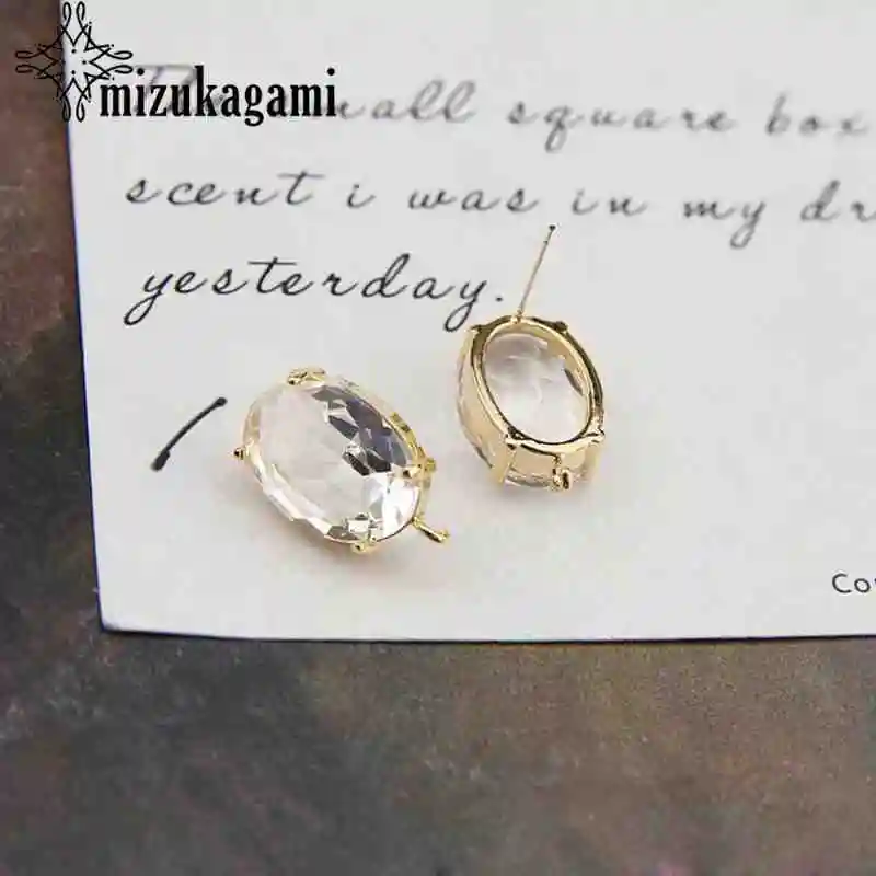 High Quality Golden Zircon Crystal Geometric Base Earrings Connector 10pcs/lot For DIY Fashion Drop Earrings jewelry Accessories