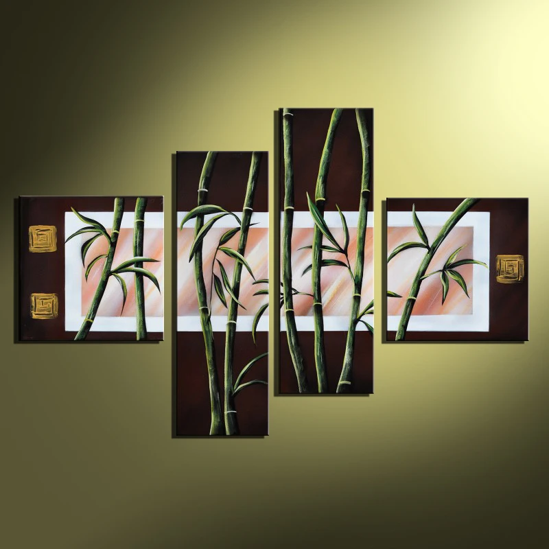 4 Панель стены Книги по искусству красивые бамбука каллиграфии холст настенная