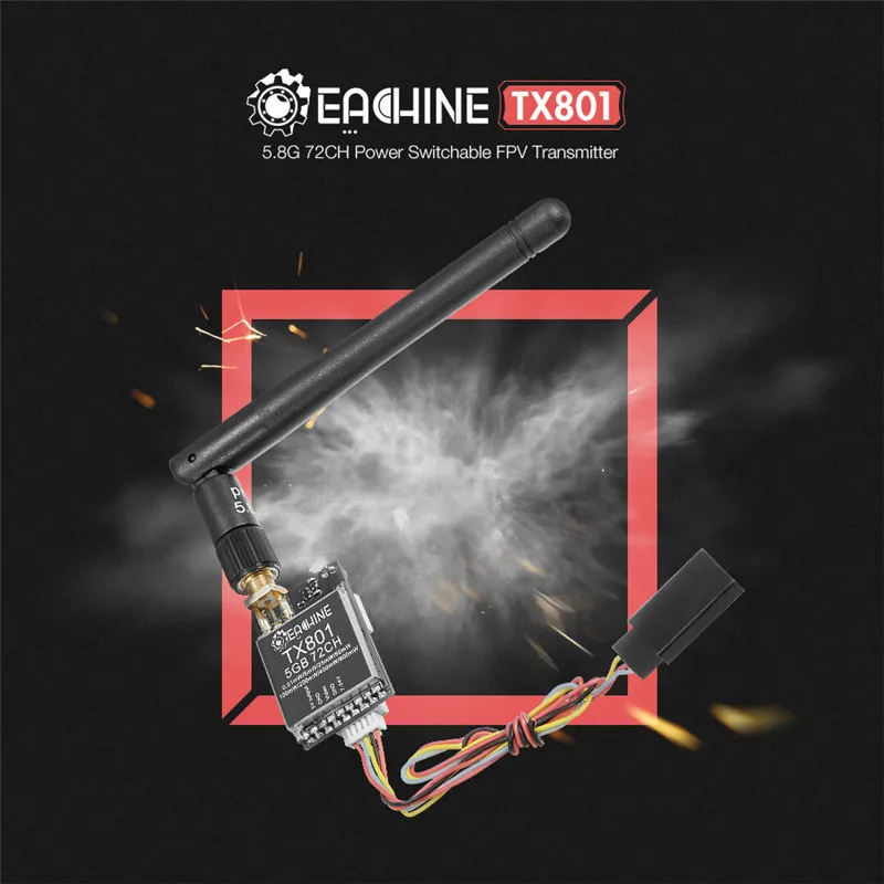Eachine TX801 5,8G 72CH 0,01 мВт 5 мВт 25 мВт 50 мВт 100 мВт 200 мВт 400 МВт 600 мВт Переключатель AV VTX FPV передатчик для FPV квадрокоптера дрона