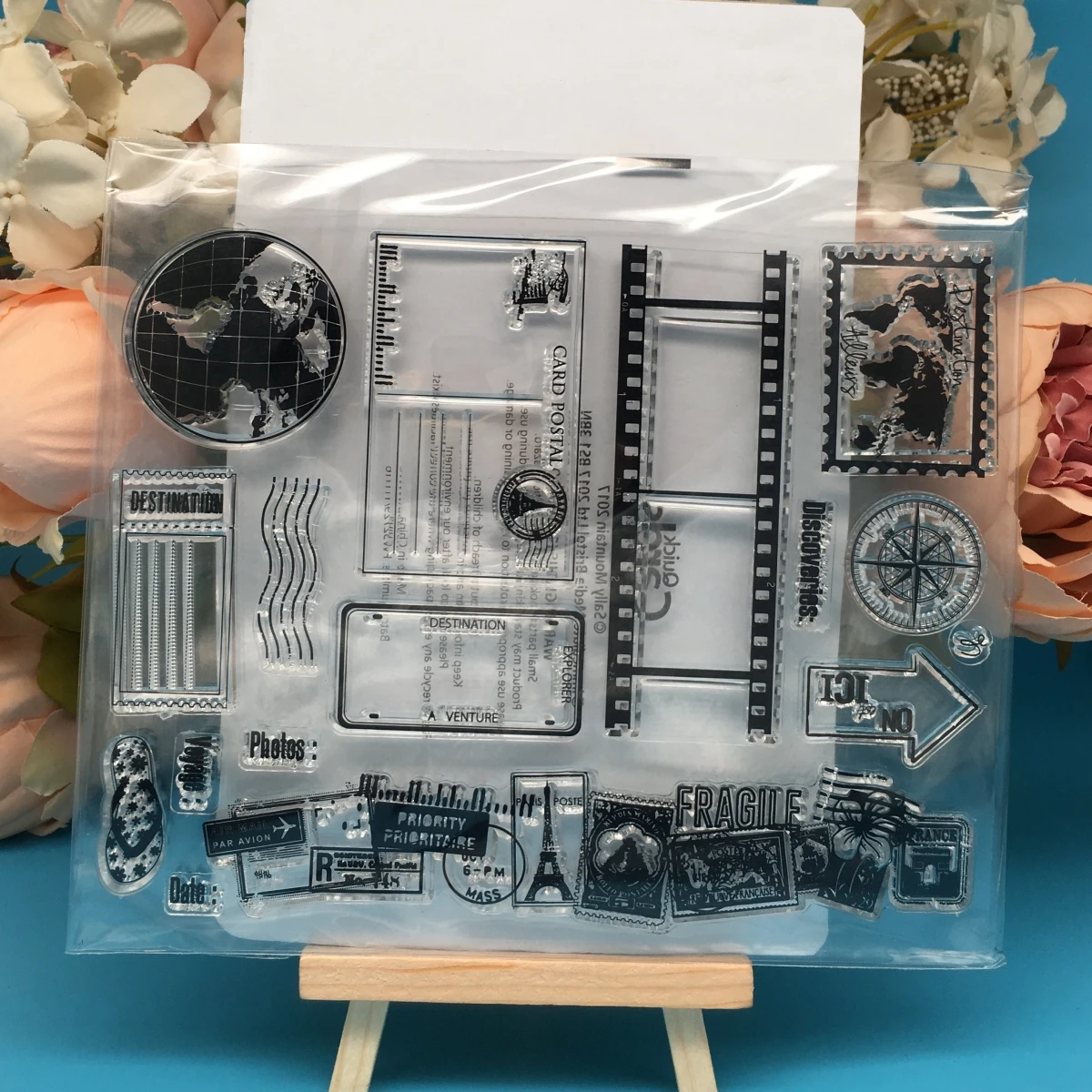 Пленка карта мира компас прозрачный силиконовый штамп для печати DIY альбом