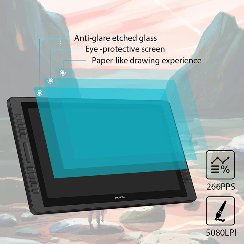 Huion Kamvas Pro 22 ручка планшет монитор цифровой графический монитор 21," 8192 уровней Батарея- ручка Дисплей монитор