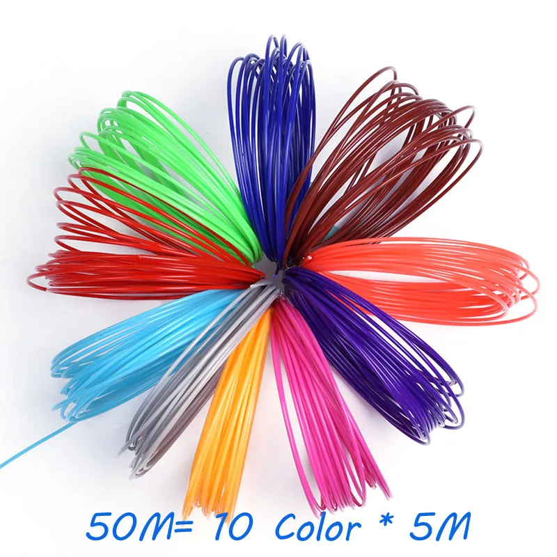 50 Meter 10 Colors 5 Meter 50M 10 Color Or 100 M 20 Colors 3D Printing Materials 3 d Pen Filament Plastic For Kids DIY Birthday Gift - Цвет: 50 Meter 10 Colors