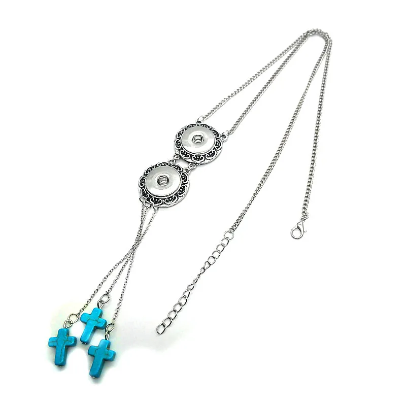

High Quality cross 121 exaggeration 18mm Snap Button Pendants Necklace Interchangeable Charm Jewelry For Women Gift 60CM