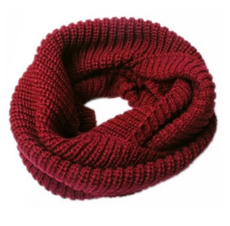 Wine red Новое поступление мужской женский Красивый Зимний Теплый Бесконечность 2 круг вязаный хомут шеи длинный шарф шаль - Цвет: Wine red