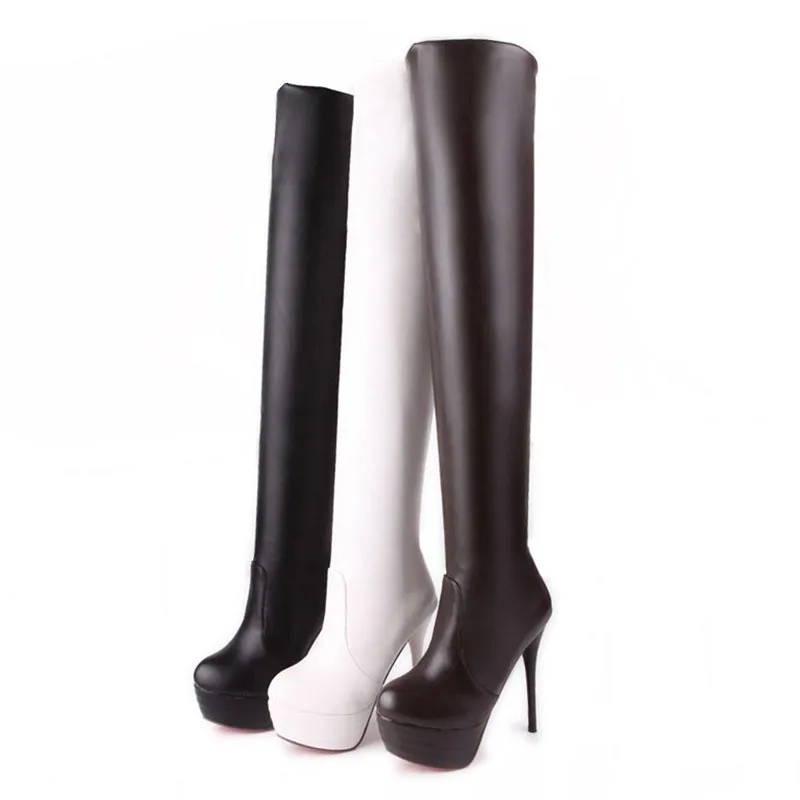 Tuyoki Office Lady High Heel Boots Platform Warm Winter Shoes Women Over Knee Thigh Thin Footwear Size 34-39 | Обувь