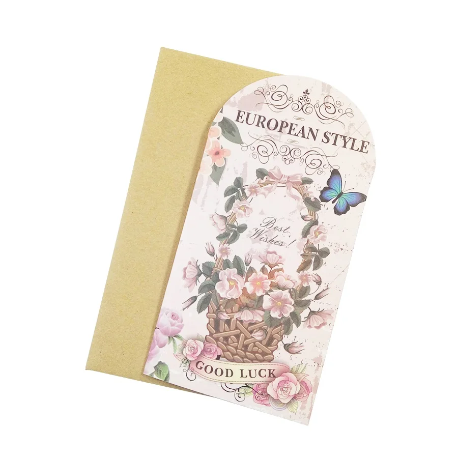 24 шт./лот Новинка цветы и открытка с бабочками романтическая в европейском стиле