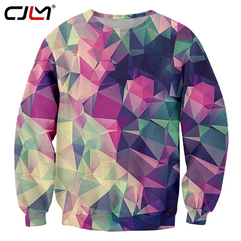 

CJLM 2018 Harajuku New Sweatshirts Men 3d Fully Print Trangle Diamond Lattice Sweatshirt Hoodies Casual O Neck Pullover Dropship