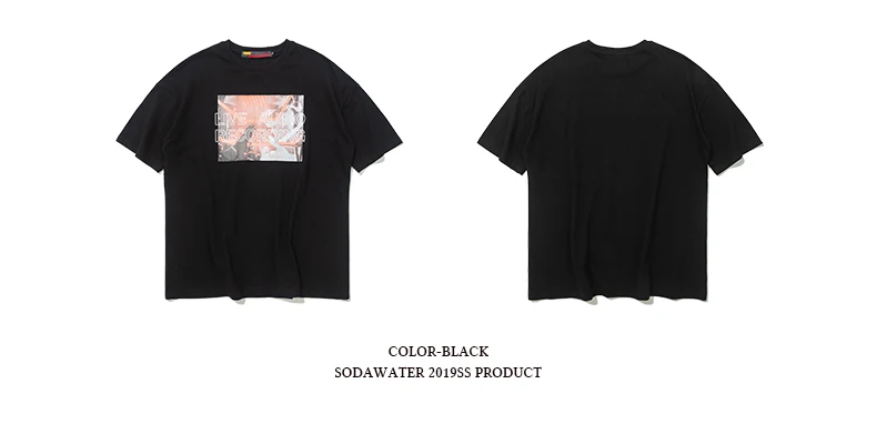 SODAWATER Лето г. для мужчин Homme веселое Harajuku футболки с коротким рукавом Письмо печати Топ Футболка повседневное свободная 94134SS
