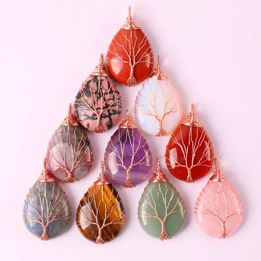 Ручная работа Проволочная пленка натуральный камень зеленый авантюрин тигерин