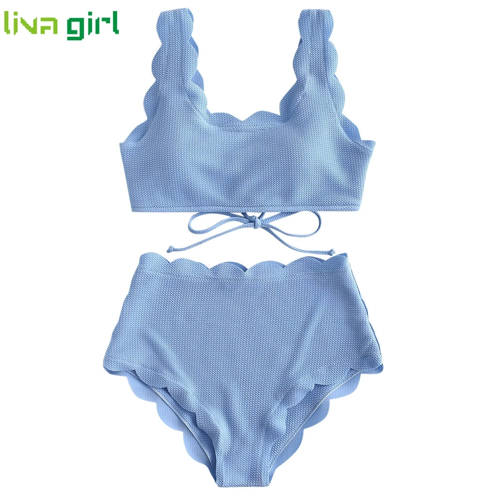 Купальник Liva girl Женский бикини с высокой талией однотонный пикантный купальник