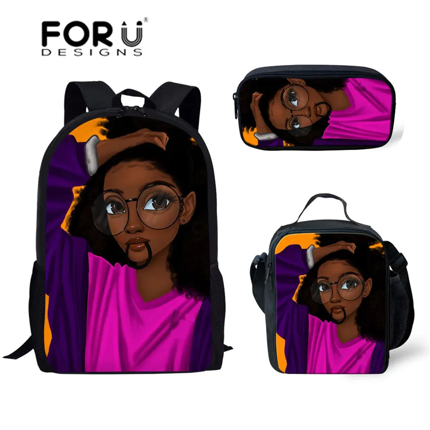 Комплект школьных сумок FORUDESIGNS для детей 3 шт./компл. черная сумка книг с принтом
