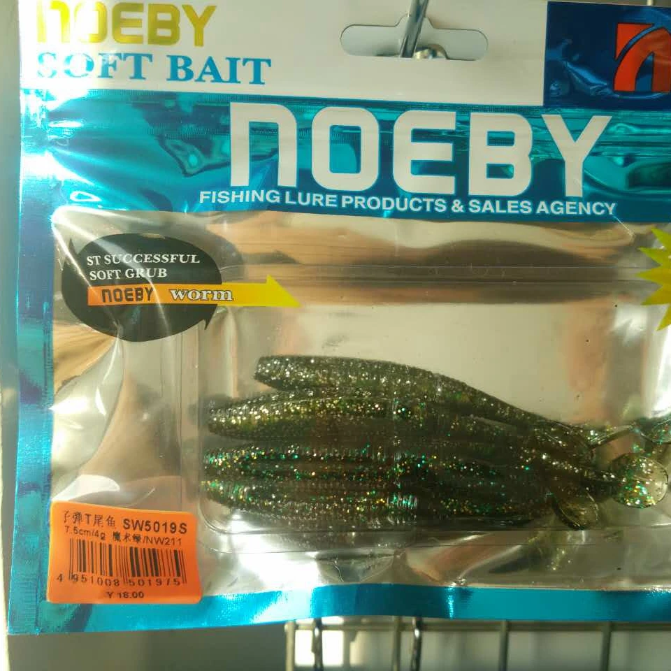 NOEBY 7 5 см/4 г Мягкая рыболовная приманка SW5019S пуля Одиночная Т-образный хвост
