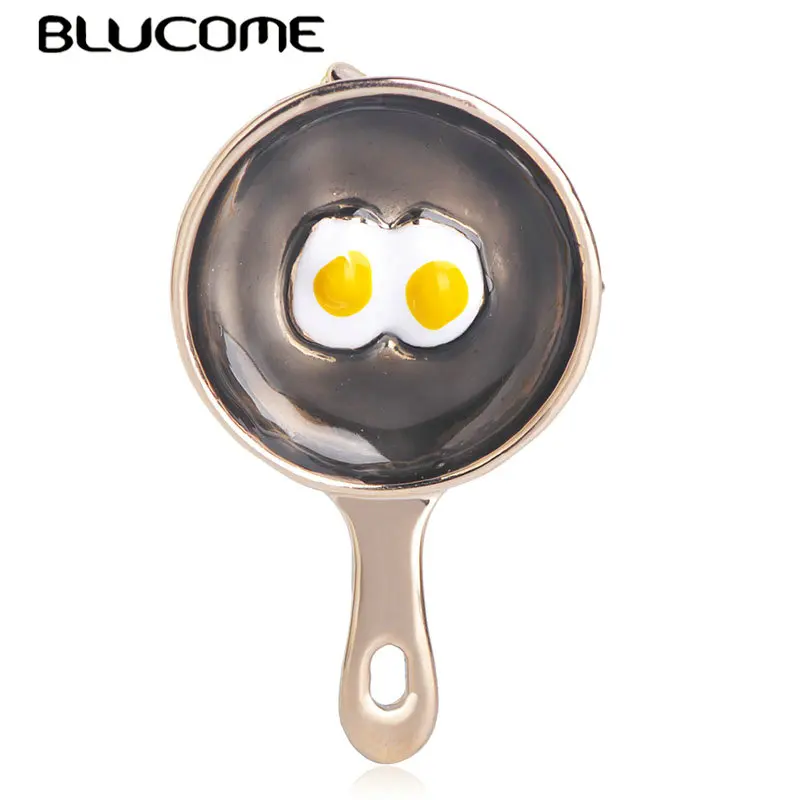Blucome Cute Small Pan Poached Eggs Shape Brooches Jewelry For Women Kids Sweater Coat Brooch Pin Gold Color Clothes Accessories|Броши| |