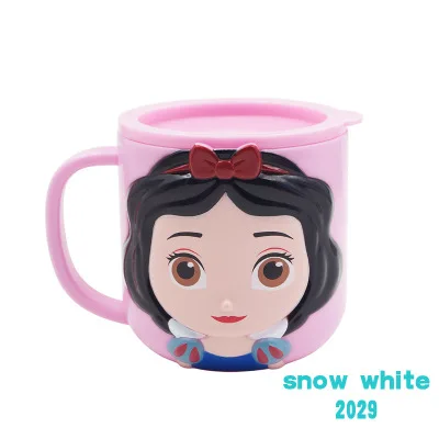 Yellow Disney Children's Covered Baby Cup Milk Cup Mouth Cup 3D Cute Handle Baby Drinking Cup - Color: Yellow