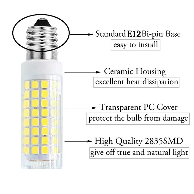 Диммируемая E12 102 СВЕТОДИОДНАЯ кукурузная лампа 2835 SMD 110 в 120 10 Вт Светодиодная