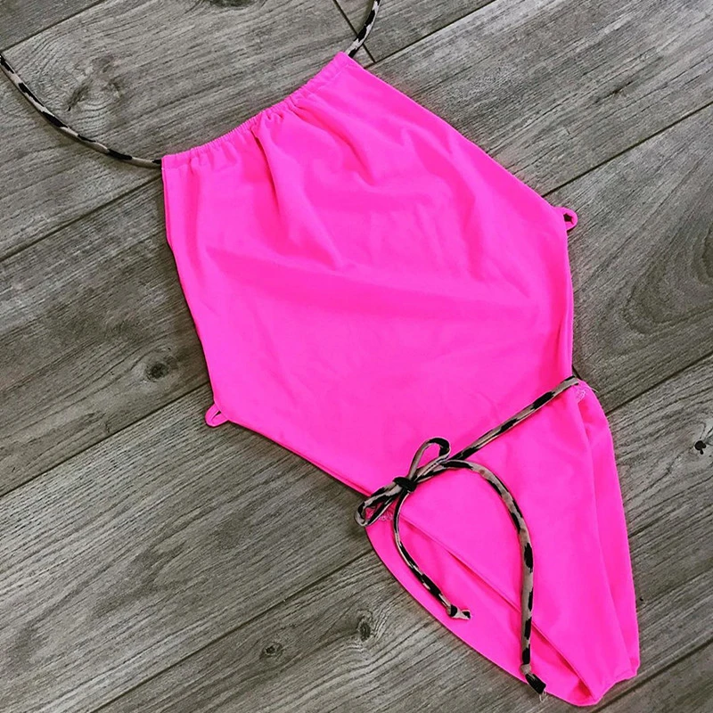 In X галстук купальник цельный сексуальный леопардовый принт бикини 2019 Холтер Топ