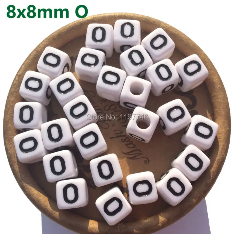 

Letter Alphabet Cube Beads Square Acrylic White Letter O 8mm Bead With Big Hole Fashion Jewelry Finding Making 1100pcs New 2019
