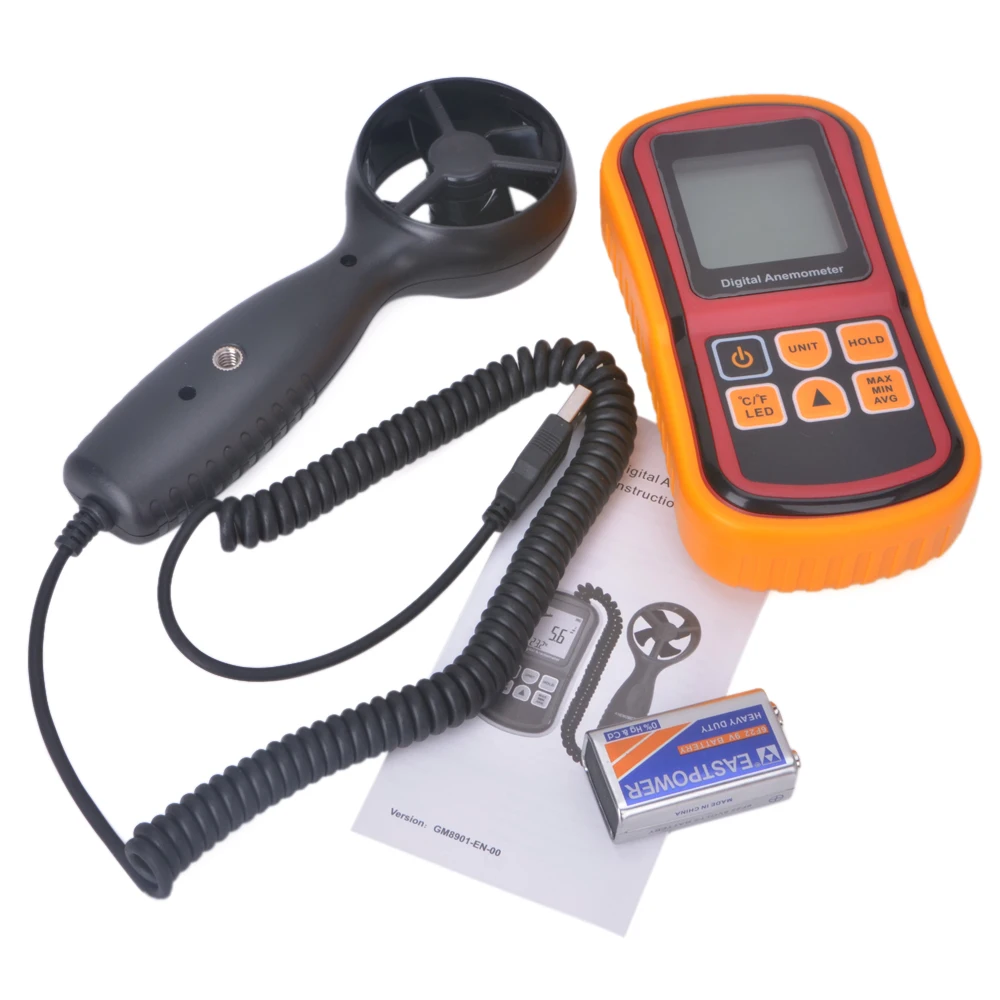 Цифровой мини Анемометр высокая точность ЖК дисплей ветровой Тахометр GM8901