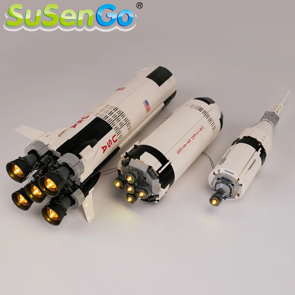 SuSenGo светодиодный светильник Набор для Apollo Saturn V launch строительные блоки светильник ing набор совместим с 21309