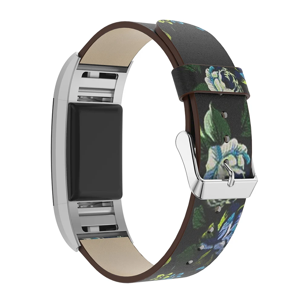 Сменный окрашенный ремешок для Fitbit Charge 2, браслет в деревенском стиле с цветочным рисунком, кожаный ремешок для часов, ремешок для наручных часов, ремешок для зарядки 2 часов