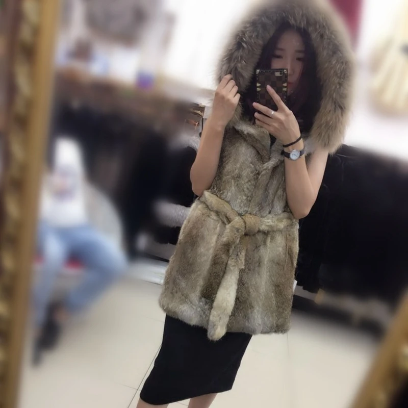 (TopFurMall) женский модный жилет из натурального кроличьего меха облегающая Талия