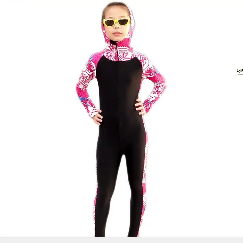 SBART/Детский Гидрокостюм с длинными рукавами и капюшоном цветочный костюм для