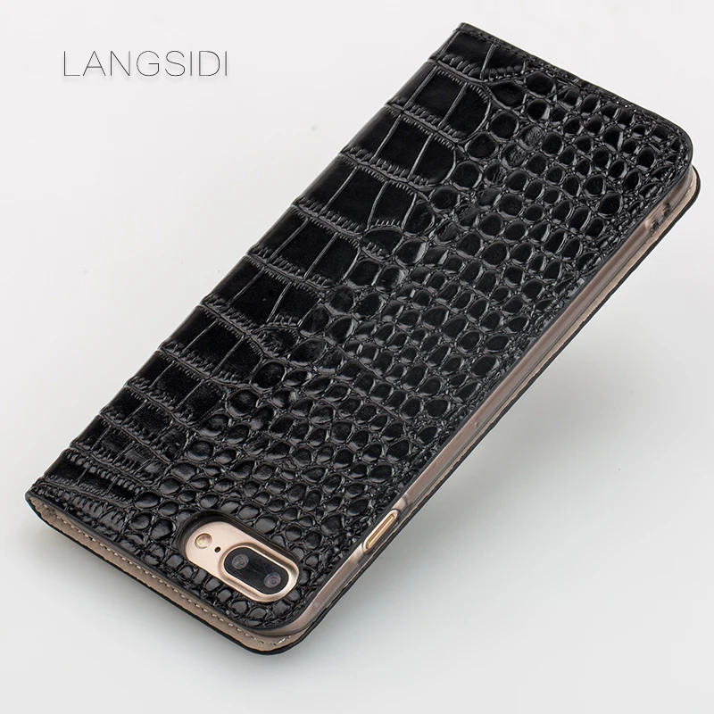 Wangcangli чехол для телефона из крокодиловой кожи Флип кожаный iPhone 7 Plus все ручной