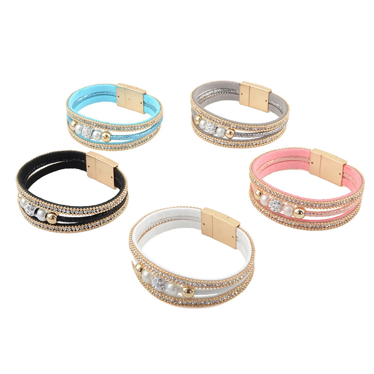 Винтажный Модный женский браслет ювелирные изделия кожаные многослойные