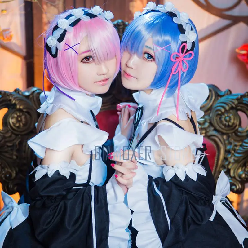 Костюм для косплея Biamoxer Re:zero Ram Rem парик костюм служанки на Хэллоуин Re Life In A в
