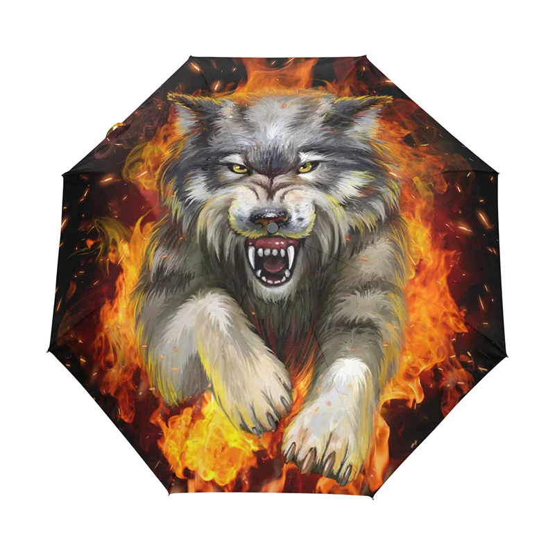 

Wolf Pattern Umbrellas Folding Men Umbrella Rain Woman Automatic Compact Umbrella for Gift