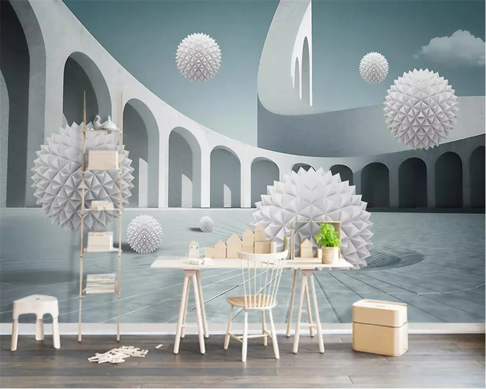 

beibehang Custom wallpaper 3D murals upscale European 3d stereo ball European architectural space living room TV background