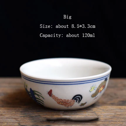 1 шт. WIZAMONY китайская династия Мин чашка с изображением курицы фарфор Gaiwan Китай Чайные чашки фарфоровая чаша китайский заварочный чайник чайная чашка из селадона - Цвет: big size