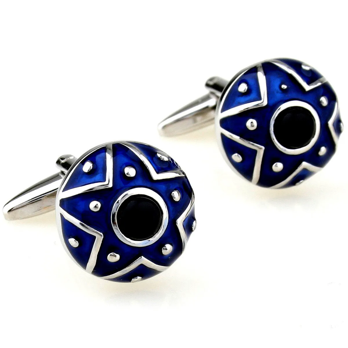 Классические запонки iGame латунный материал круглый дизайн синий цвет бесплатная