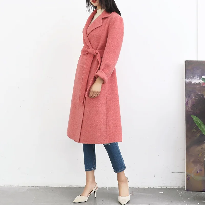 Новое двустороннее кашемировое пальто на весну 2019 шерстяное из 100%-ной шерсти