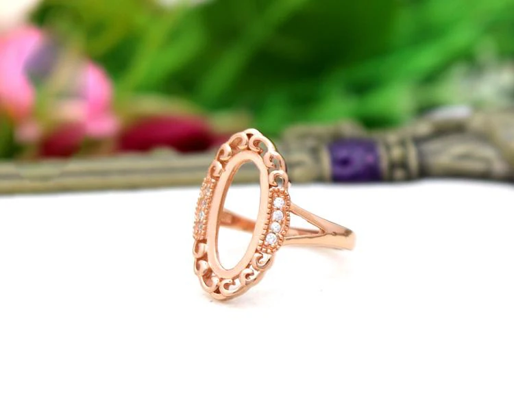 Кольцо серебристого цвета с овальной оправой для кабошона Регулируемые