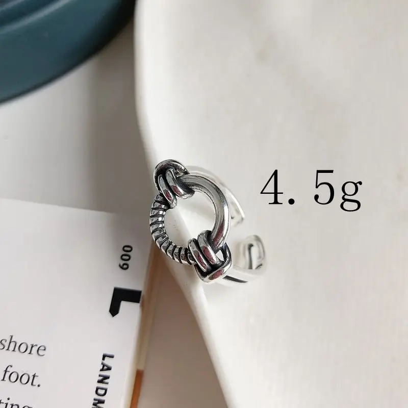 Женское кольцо из стерлингового серебра 925 пробы с круглым плетением Винтажное