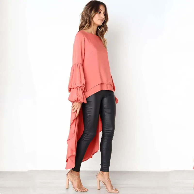 Autumn Sexy Loose Dress Asymmetrical Shirt Women Ruffle Dresses Long sleeve Clothing Female Patchwork Ladies | Женская одежда