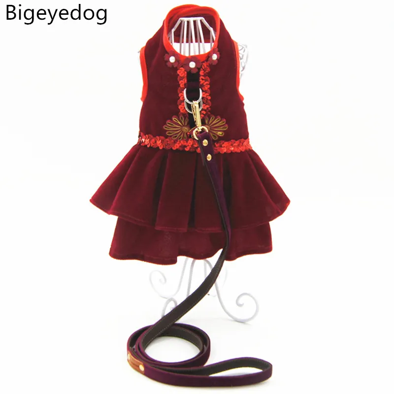 Платье для собак от bigeyedog китайская Новогодняя одежда платья поводок домашних