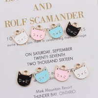 20pcs alloy cute colorful cat head pendant enamel charm diy fashion personalized handmade necklace earrings keychains
