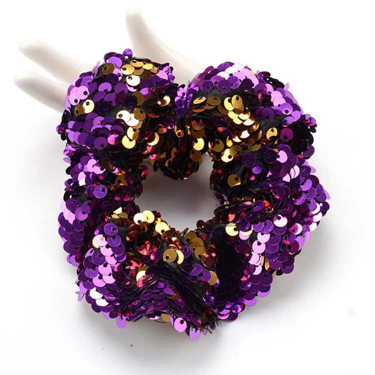 7 Sequin headband 10 шт. женский Блестящий эластичный ободок для волос держатель для конского хвоста девушки двусторонние пайетки резинки для волос Веревка бант аксессуары для волос - Цвет: 7 Sequin headband