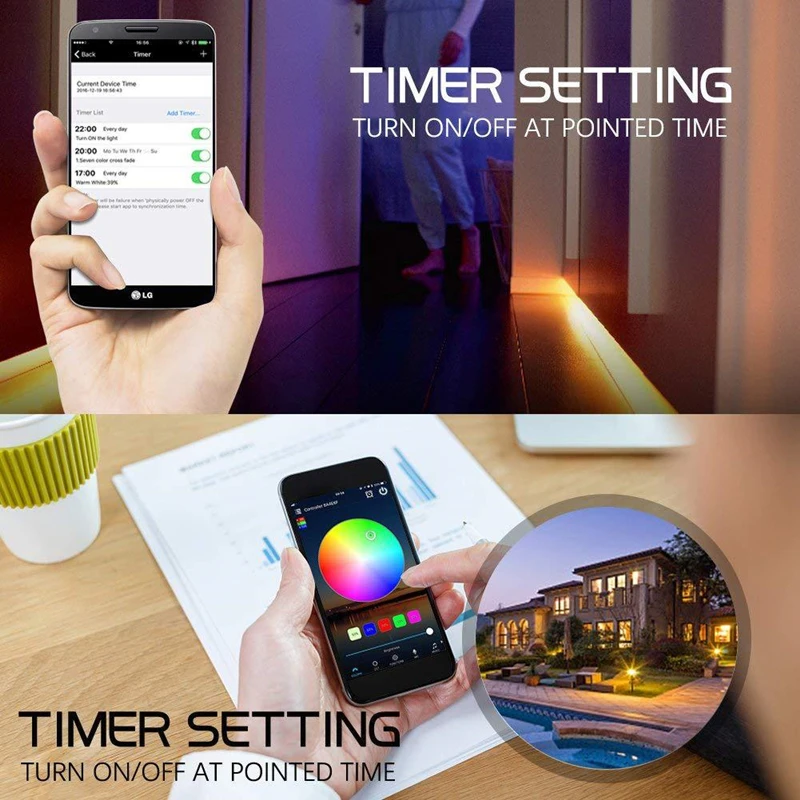 5М / 10М SMD5050 WIFI RGB LED ленточный набор, водонепроницаемый IP65, 300LEDs, красочная гибкая лампа с 24-ключевым контроллером приложения.