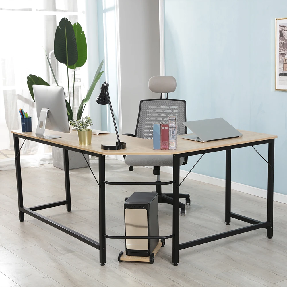 L-Shape Wooden Computer Desk PC Laptop Corner Study Table For Home Office Gaming Furniture |